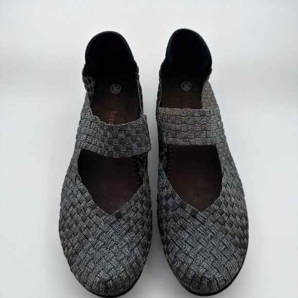 Bernie Mev Women’s Criss Cross Metallic Mary Jane Wedges Shoes Gold Size 7.5 - Picture 1 of 8